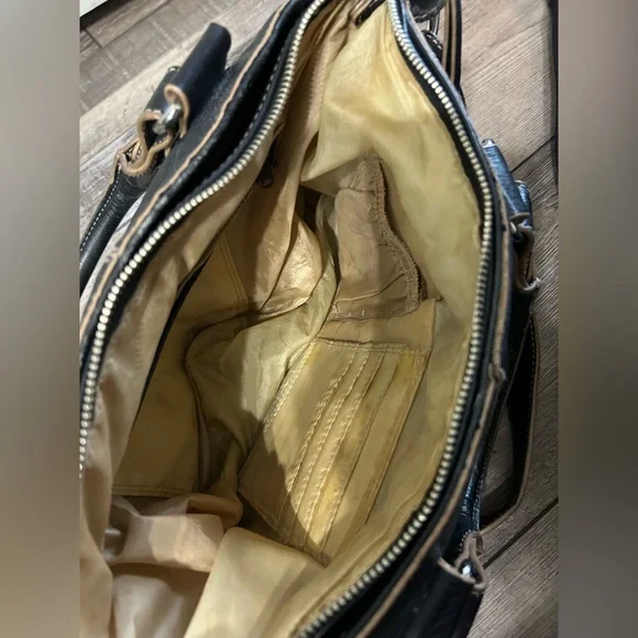 Fortuna Valentino black leather purse bag tote with shoulder strap - Picture 7 of 9